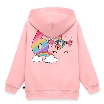 6. Geburtstag Sechster Geburtstag Einhorn Mädchen - Kinder Premium Organic Hoodie - Rosa - Hinten - AI Model Kid Female (0cm)