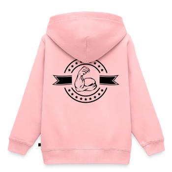 muscles bras biceps logo - Sweat Premium à capuche enfant bio - rose - Dos - AI Model Kid Female (0cm)