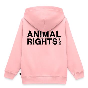 DROITS DES ANIMAUX MAINTENANT_01 - Sweat Premium à capuche enfant bio - rose - Dos - AI Model Kid Female (0cm)