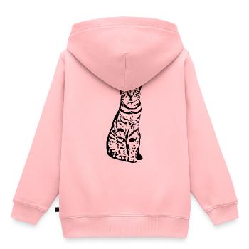 Chat chat noir chaton - Sweat Premium à capuche enfant bio - rose - Dos - AI Model Kid Female (0cm)