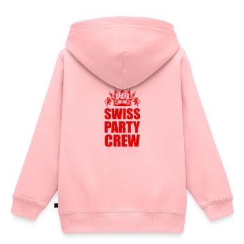 Swiss Party Crew Tour Suisse - Sweat Premium à capuche enfant bio - rose - Dos - AI Model Kid Female (0cm)