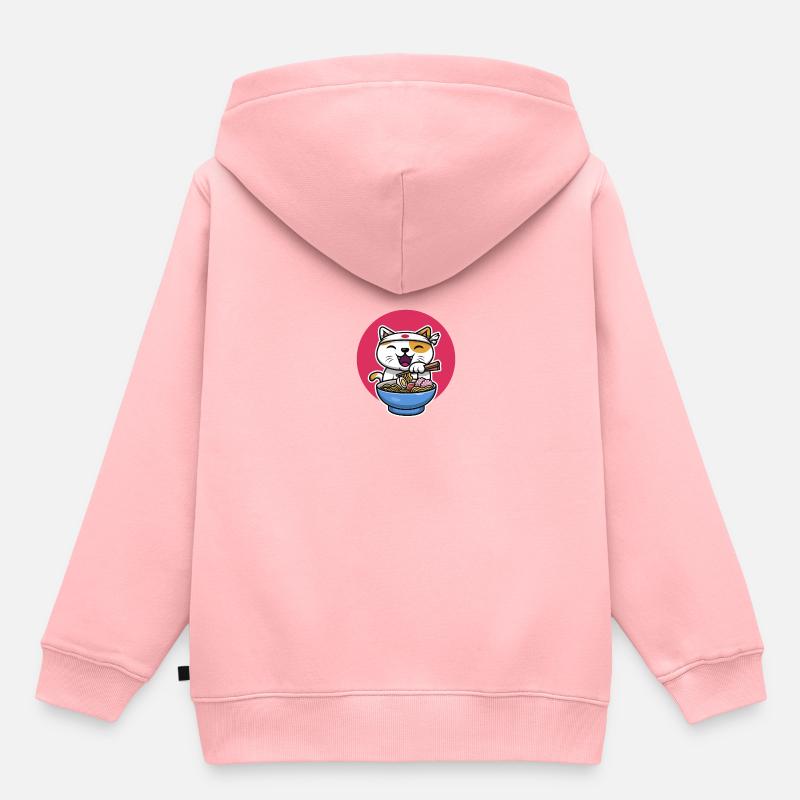 Conception de chat Ramen - Sweat Premium à capuche enfant bio - rose