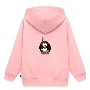 Ureinwohner Pinguin in der Steinzeit - Kinder Premium Organic Hoodie - Rosa - Hinten - AI Model Kid Female (0cm)