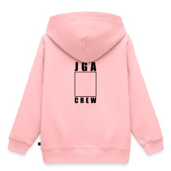 JGA Crew Leer - Kinder Premium Organic Hoodie - Rosa - Hinten - AI Model Kid Female (0cm)