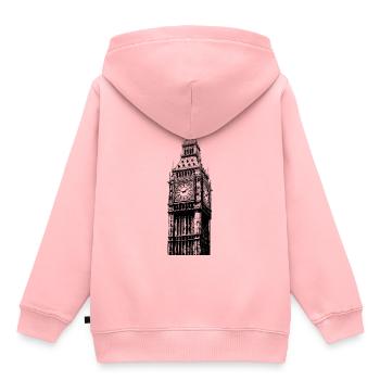 BIG BEN WAHRZEICHEN ENGLAND LONDON STENCIL - Kinder Premium Organic Hoodie - Rosa - Hinten - AI Model Kid Female (0cm)