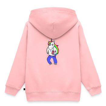 Licorne Disco avec boisson - Sweat Premium à capuche enfant bio - rose - Dos - AI Model Kid Female (0cm)