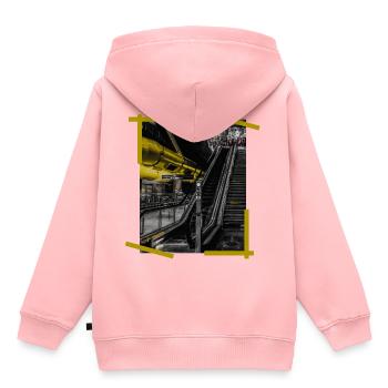 Poster Gare - Sweat Premium à capuche enfant bio - rose - Dos - AI Model Kid Female (0cm)