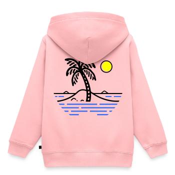 Palmen Insel - Kinder Premium Organic Hoodie - Rosa - Hinten - AI Model Kid Female (0cm)