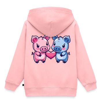 Cochons Couple Amour Semer Dans L’amour - Sweat Premium à capuche enfant bio - rose - Dos - AI Model Kid Female (0cm)