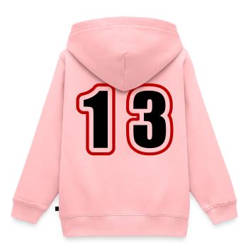 13 Number College - Kids Premium Organic Hoodie - rose - Back - AI Model Kid Female (0cm)