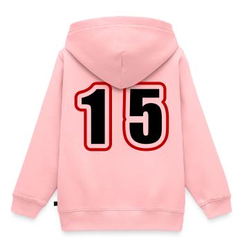15 Zahl College - Kinder Premium Organic Hoodie - Rosa - Hinten - AI Model Kid Female (0cm)