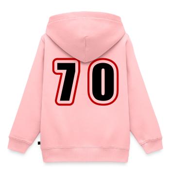 70 Zahl College - Kinder Premium Organic Hoodie - Rosa - Hinten - AI Model Kid Female (0cm)