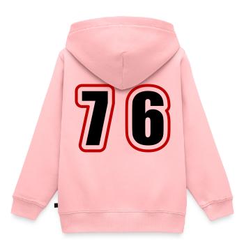 76 Nombre Collège - Sweat Premium à capuche enfant bio - rose - Dos - AI Model Kid Female (0cm)