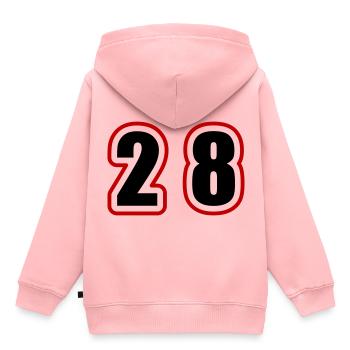 28 Zahl College - Kinder Premium Organic Hoodie - Rosa - Hinten - AI Model Kid Female (0cm)