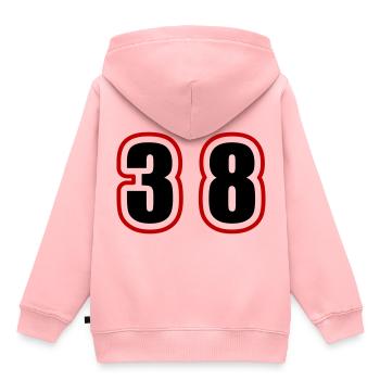 38 Number College - Kids Premium Organic Hoodie - rose - Back - AI Model Kid Female (0cm)