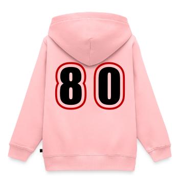 80 Zahl College - Kinder Premium Organic Hoodie - Rosa - Hinten - AI Model Kid Female (0cm)