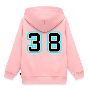 Symbole de 38 chiffres - Sweat Premium à capuche enfant bio - rose - Dos - AI Model Kid Female (0cm)