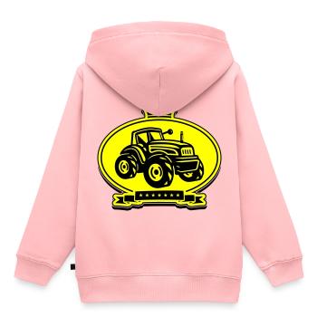 Tracteur Farmer Silhouette Trekker - Sweat Premium à capuche enfant bio - rose - Dos - AI Model Kid Female (0cm)
