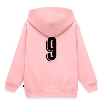 Maillot numéro neuf - numéro - 9 - Sweat Premium à capuche enfant bio - rose - Dos - AI Model Kid Female (0cm)