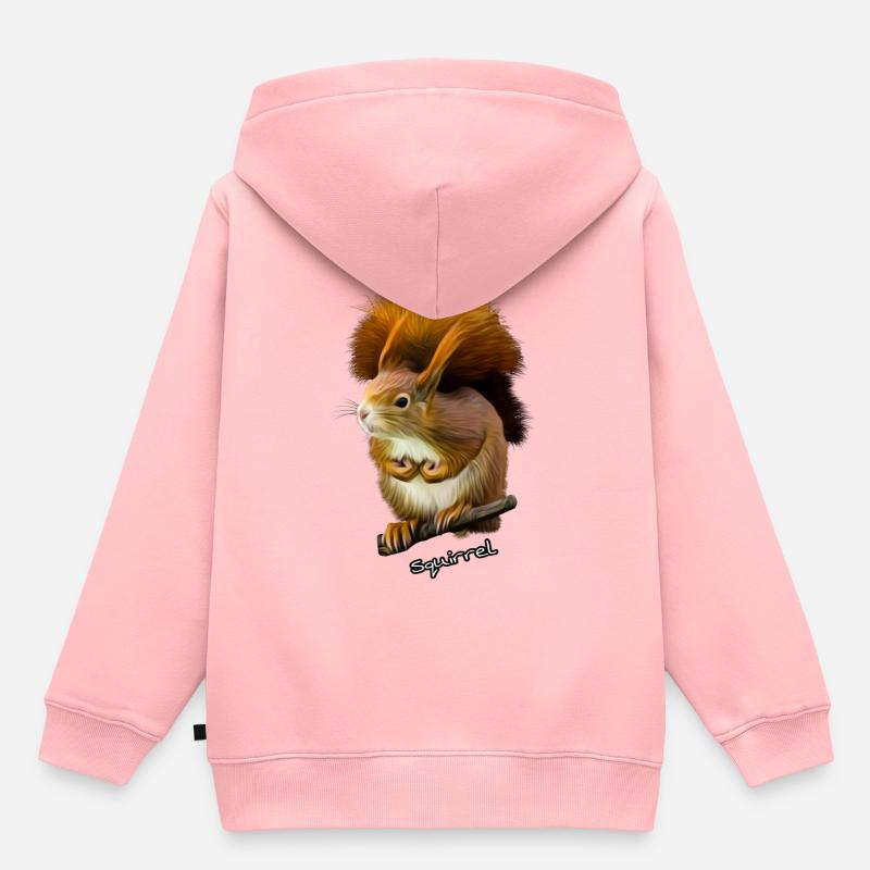 Écureuil, écureuil, écureuil doux - Sweat Premium à capuche enfant bio - rose
