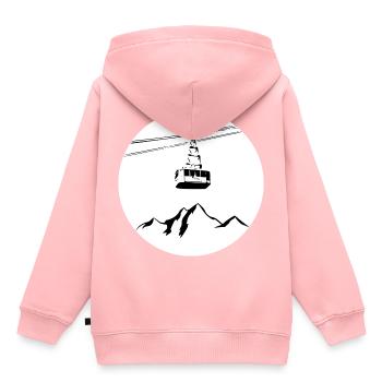 Montagne avec gondole noir - Sweat Premium à capuche enfant bio - rose - Dos - AI Model Kid Female (0cm)
