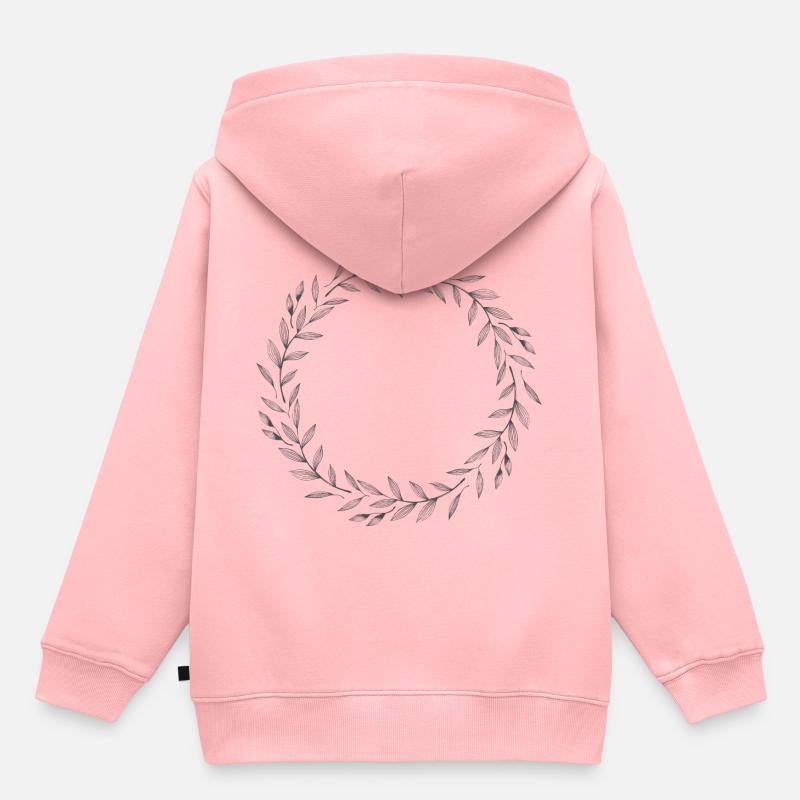 feuillage - Sweat Premium à capuche enfant bio - rose