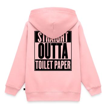 Chemises de papier hygiénique Straight Outta TP pénurie - Sweat Premium à capuche enfant bio - rose - Dos - AI Model Kid Female (0cm)