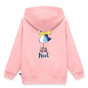 Freche Kiel Möwe - Kinder Premium Organic Hoodie - Rosa - Hinten - AI Model Kid Female (0cm)