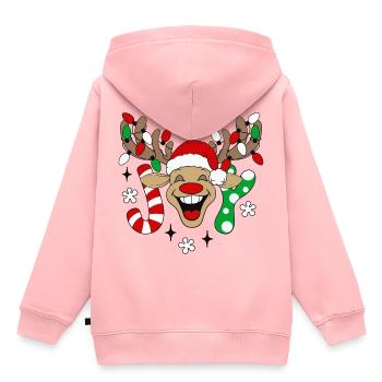 Rentier Rudolph Weihnachten Ugly Christmas Sweater - Kinder Premium Organic Hoodie - Rosa - Hinten - AI Model Kid Female (0cm)