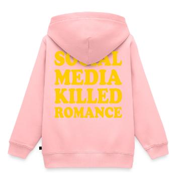 social media killed romance - Sweat Premium à capuche enfant bio - rose - Dos - AI Model Kid Female (0cm)