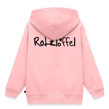 Rotz Löffel schwarz- Schrift- Freche Person - Kinder Premium Organic Hoodie - Rosa - Hinten - AI Model Kid Female (0cm)