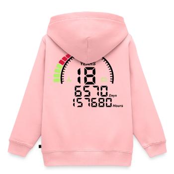 compteur anniversaire years ans 18 - Sweat Premium à capuche enfant bio - rose - Dos - AI Model Kid Female (0cm)