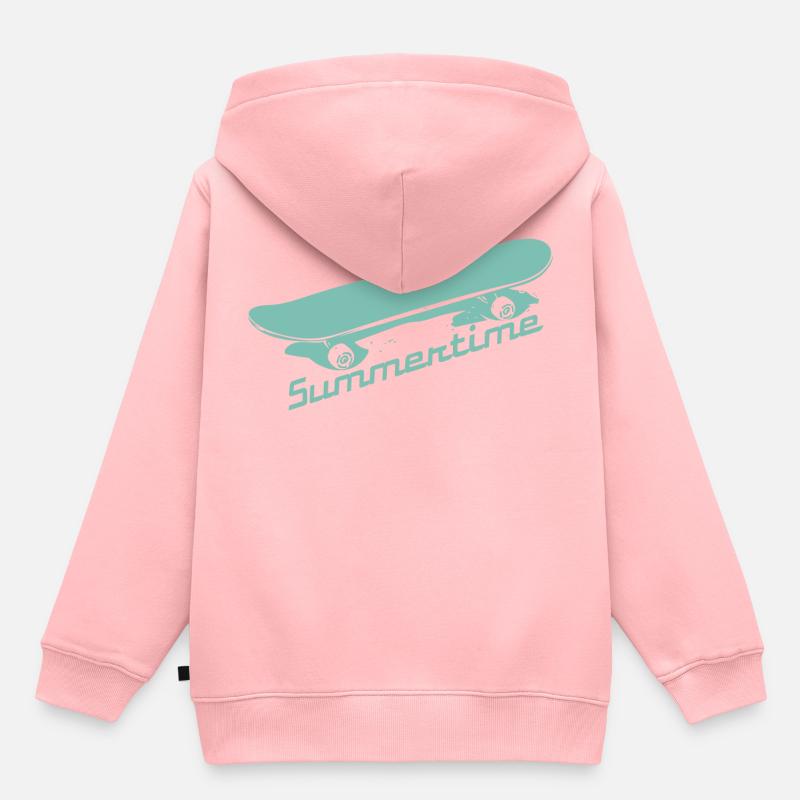 Planche à roulettes menthe - Sweat Premium à capuche enfant bio - rose
