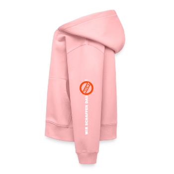Wir schaffen das nicht - lang senkrecht Arm Ärmel - Kinder Premium Organic Hoodie - Rosa - Links - AI Model Kid Female (0cm)