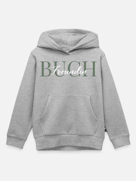 Buchfreundin grün-weiß - Kinder Premium Organic Hoodie - Grau meliert