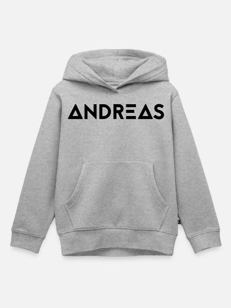 Vorname Andreas - Kinder Premium Organic Hoodie - Grau meliert