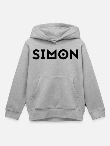 Vorname Simon - Kinder Premium Organic Hoodie - Grau meliert