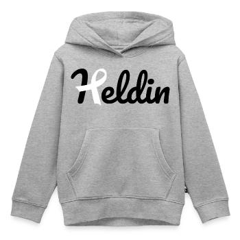 Heldin Krebs - Kinder Premium Organic Hoodie - Grau meliert - Vorne - AI Model Kid Male (0cm)