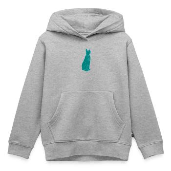 Theodosia Katzenfigur Ra - Kinder Premium Organic Hoodie - Grau meliert - Vorne - AI Model Kid Male (0cm)