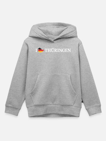 I love Thüringen Deutschland - Kinder Premium Organic Hoodie - Grau meliert