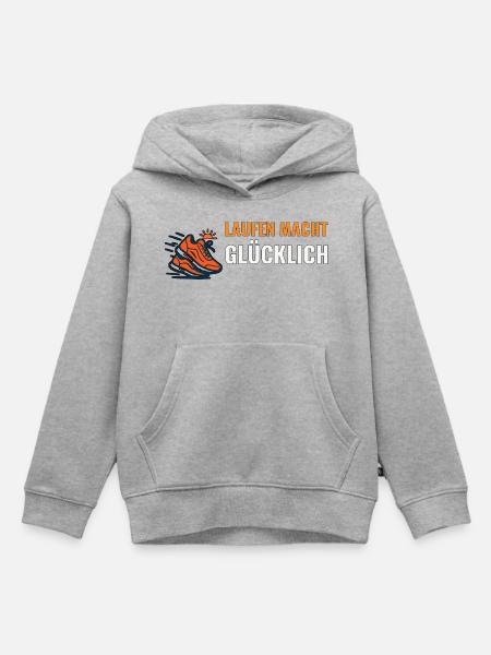 Laufen macht glücklich Motiv. - Kinder Premium Organic Hoodie - Grau meliert