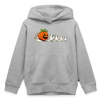 HALLOWEEN KÜRBIS GEIST - Kinder Premium Organic Hoodie - Grau meliert - Vorne - AI Model Kid Male (0cm)