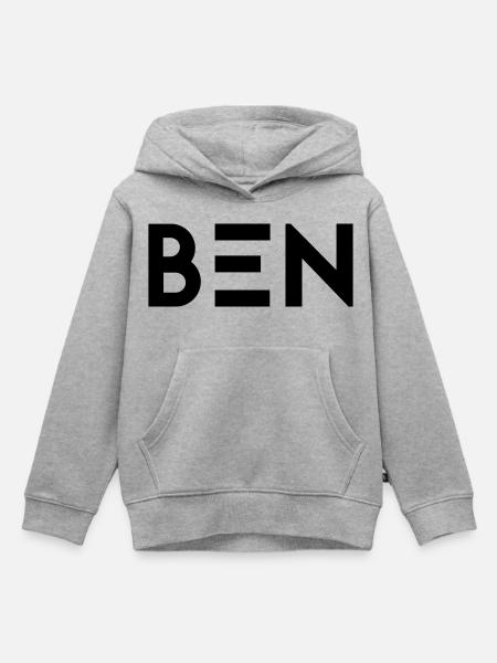 Vorname Ben - Kinder Premium Organic Hoodie - Grau meliert