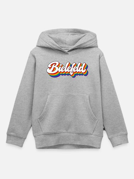 Bielefeld - Regenbogen Schrift - Deutschalnd - Kinder Premium Organic Hoodie - Grau meliert