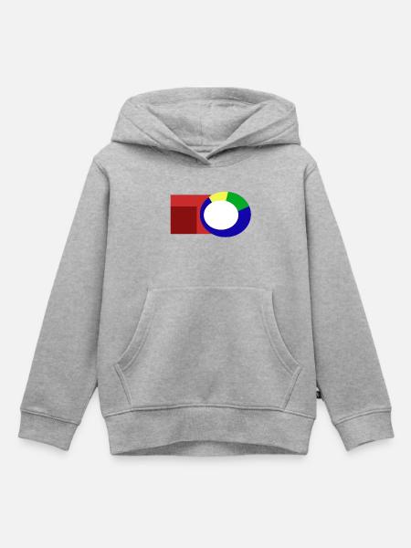 Abstrakte_Rundform_schubst_das_Eckige - Kinder Premium Organic Hoodie - Grau meliert