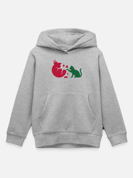 Katze Christbaumkugel Grafik - Kinder Premium Organic Hoodie - Grau meliert