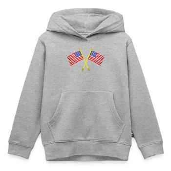 Flagge der Vereinigten Staaten - Kinder Premium Organic Hoodie - Grau meliert - Vorne - AI Model Kid Male (0cm)