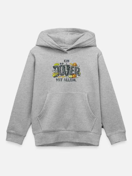 Ein Döner mit allem. - Kinder Premium Organic Hoodie - Grau meliert