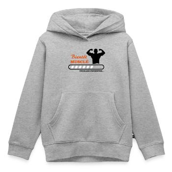 bald muskulös - Kinder Premium Organic Hoodie - Grau meliert - Vorne - AI Model Kid Male (0cm)