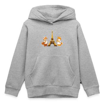 Faul und grummelig in Paris - Kinder Premium Organic Hoodie - Grau meliert - Vorne - AI Model Kid Male (0cm)